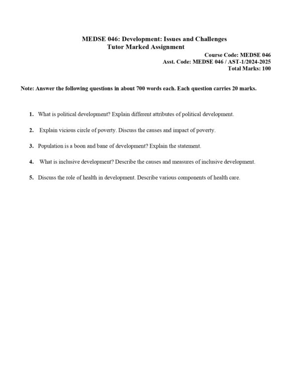 IGNOU MEDSE 046 SOLVED ASSIGNMENT 2024-25 ENGLISH MEDIUM