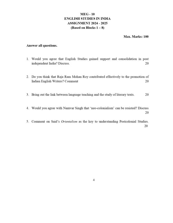 IGNOU MEG-010 SOLVED ASSIGNMENT 2024-25