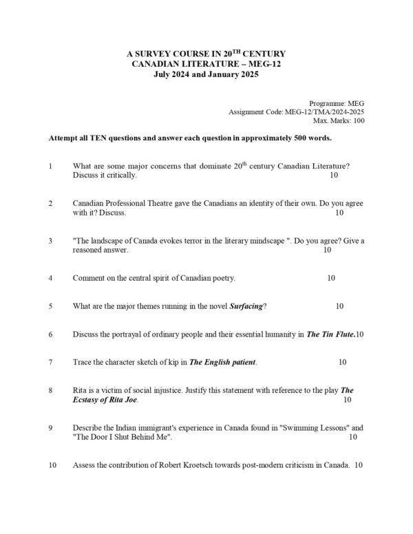 IGNOU MEG-012 SOLVED ASSIGNMENT 2024-25