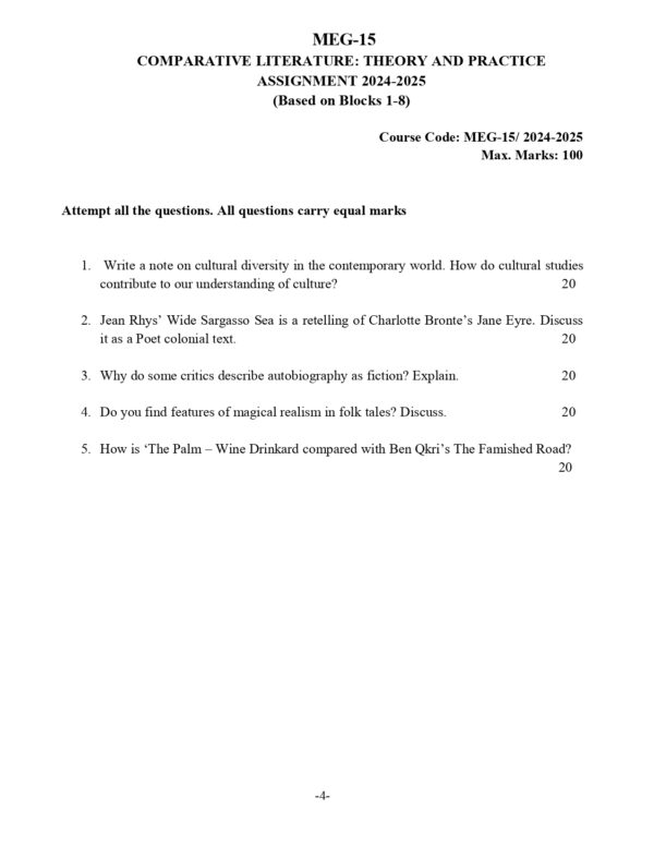 IGNOU MEG-015 SOLVED ASSIGNMENT 2024-25