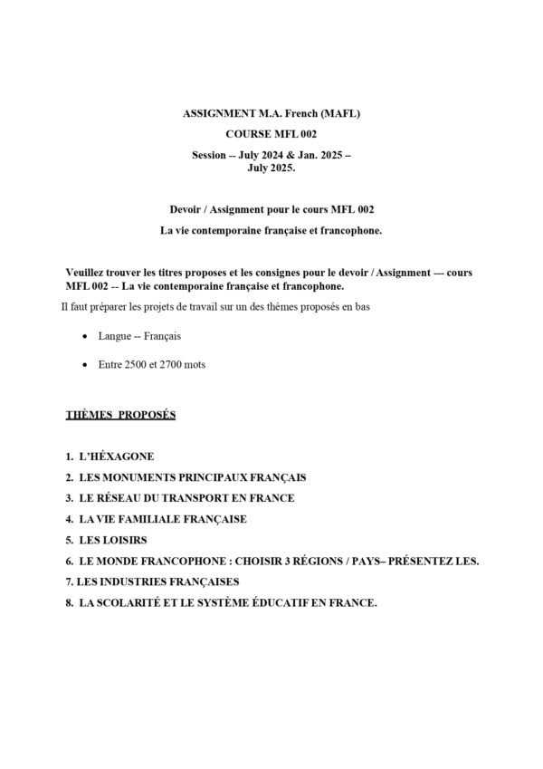 IGNOU MFL-002 SOLVED ASSIGNMENT 2024-25 ENGLISH MEDIUM