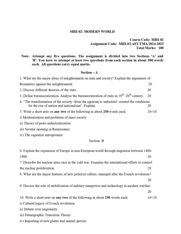 IGNOU MHI-02 SOLVED ASSIGNMENT 2024-25 ENGLISH MEDIUM