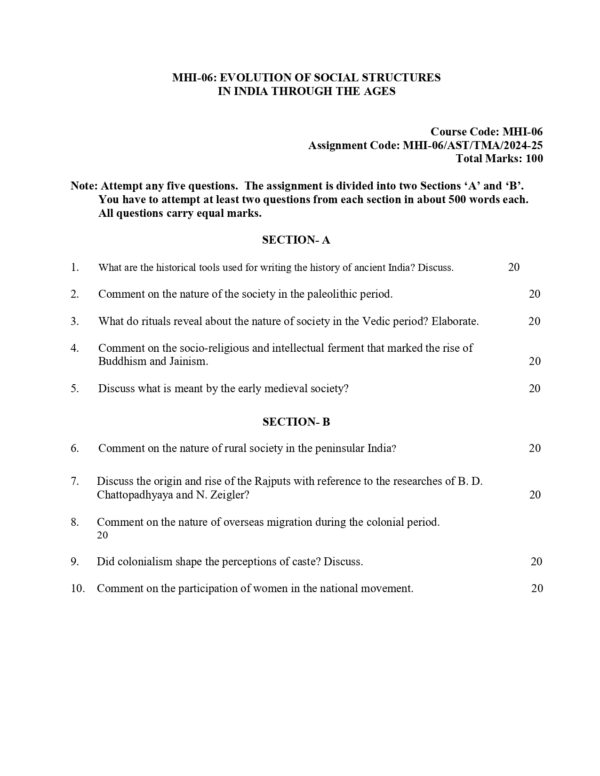 IGNOU MHI-06 SOLVED ASSIGNMENT 2024-25 ENGLISH MEDIUM