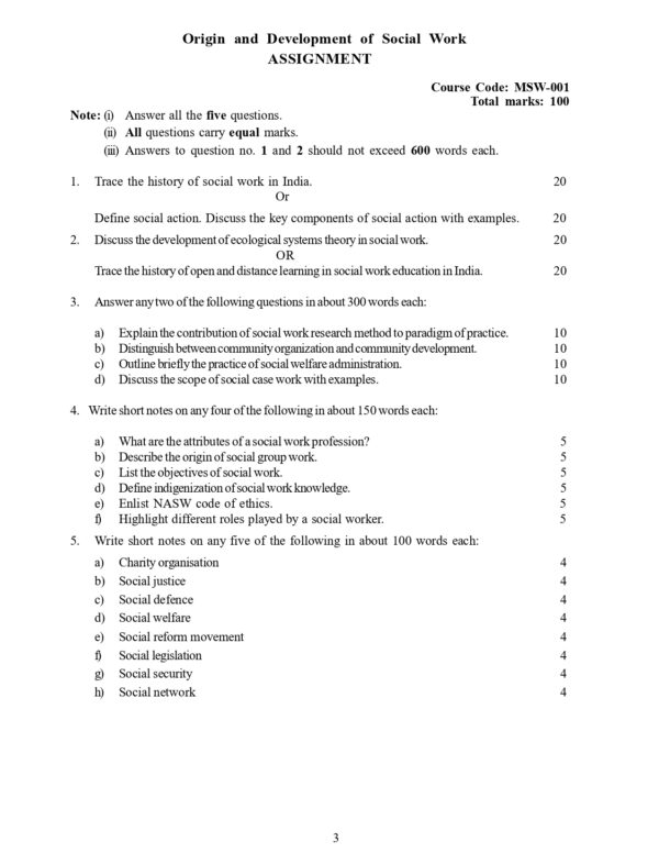 IGNOU MSW-001 SOLVED ASSIGNMENT 2024-25 ENGLISH MEDIUM