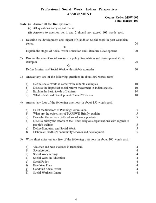 IGNOU MSW-002 SOLVED ASSIGNMENT 2024-25 ENGLISH MEDIUM