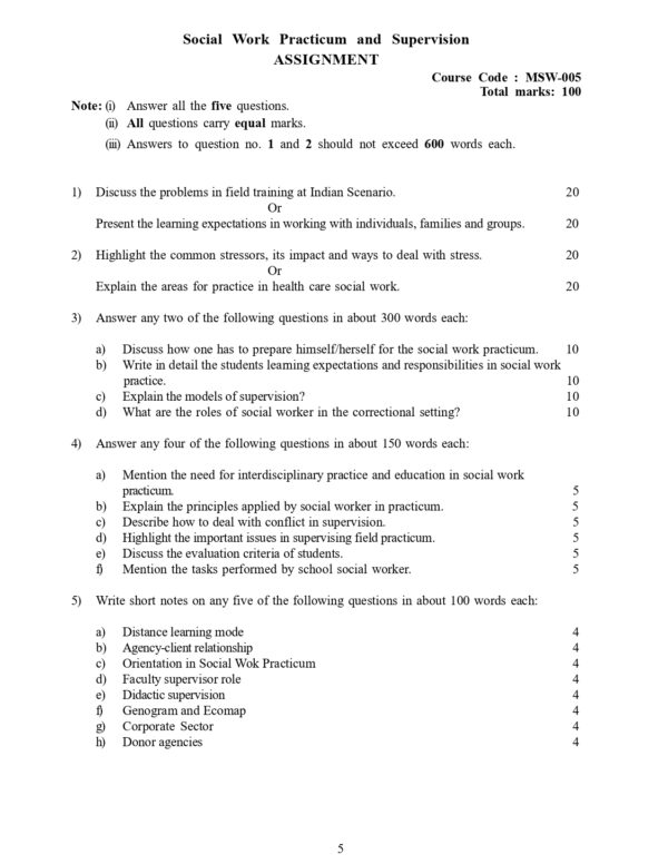 IGNOU MSW-005 SOLVED ASSIGNMENT 2024-25 ENGLISH MEDIUM