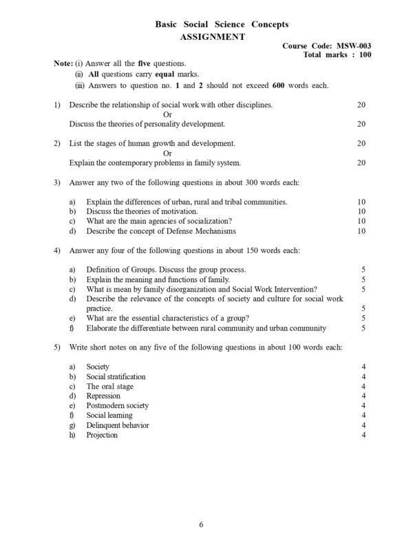 IGNOU MSW-003 SOLVED ASSIGNMENT 2024-25 ENGLISH MEDIUM
