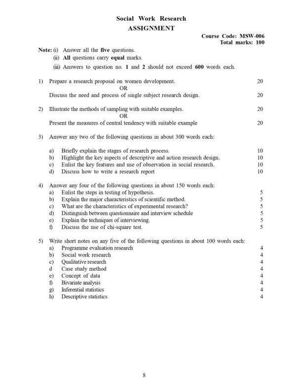 IGNOU MSW-006 SOLVED ASSIGNMENT 2024-25 ENGLISH MEDIUM