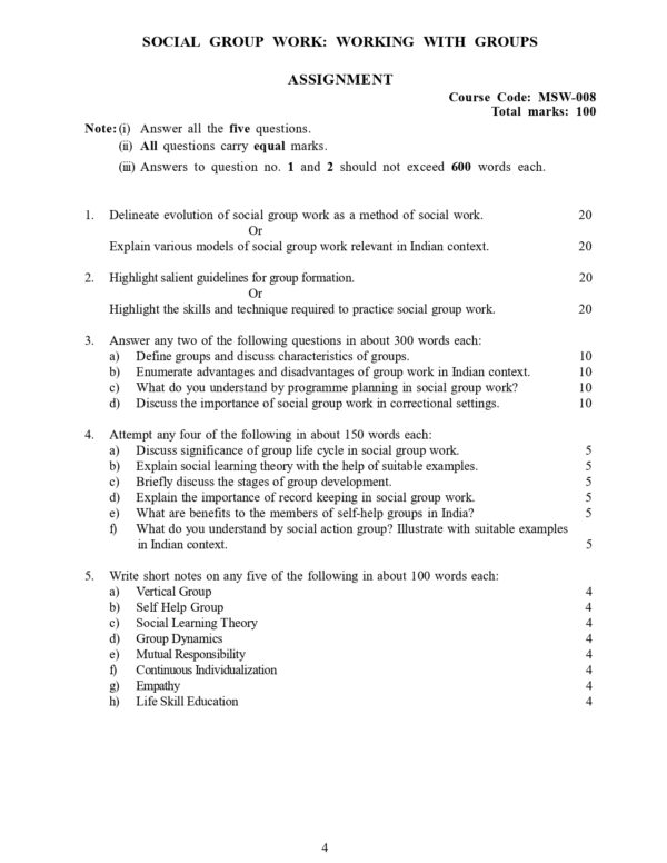 IGNOU MSW-008 SOLVED ASSIGNMENT 2024-25 ENGLISH MEDIUM