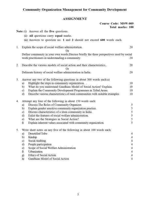 IGNOU MSW-009 SOLVED ASSIGNMENT 2024-25 ENGLISH MEDIUM