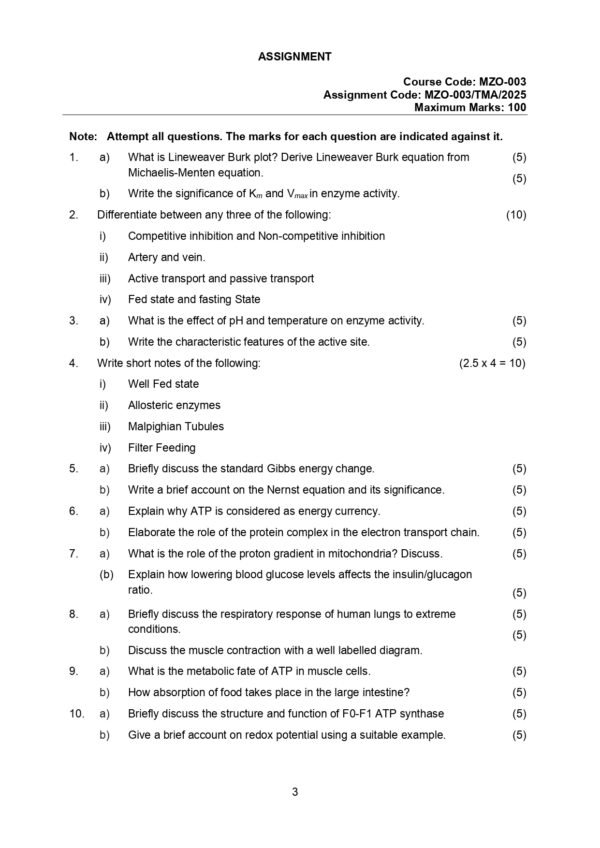 IGNOU MZO-003 SOLVED ASSIGNMENT 2024-25 ENGLISH MEDIUM