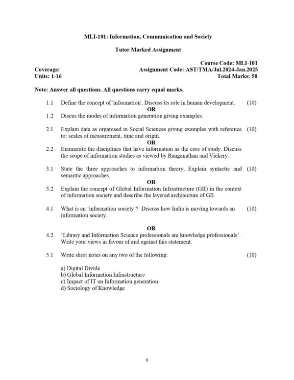 IGNOU MLI-101 SOLVED ASSIGNMENT 2024-25 ENGLISH MEDIUM