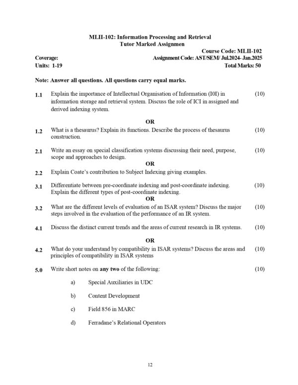 IGNOU MLII-102 SOLVED ASSIGNMENT 2024-25 ENGLISH MEDIUM