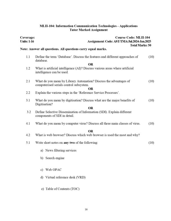IGNOU MLII-104 SOLVED ASSIGNMENT 2024-25 ENGLISH MEDIUM
