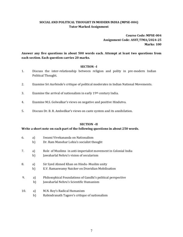 IGNOU MPSE-004 SOLVED ASSIGNMENT 2024-25 ENGLISH MEDIUM