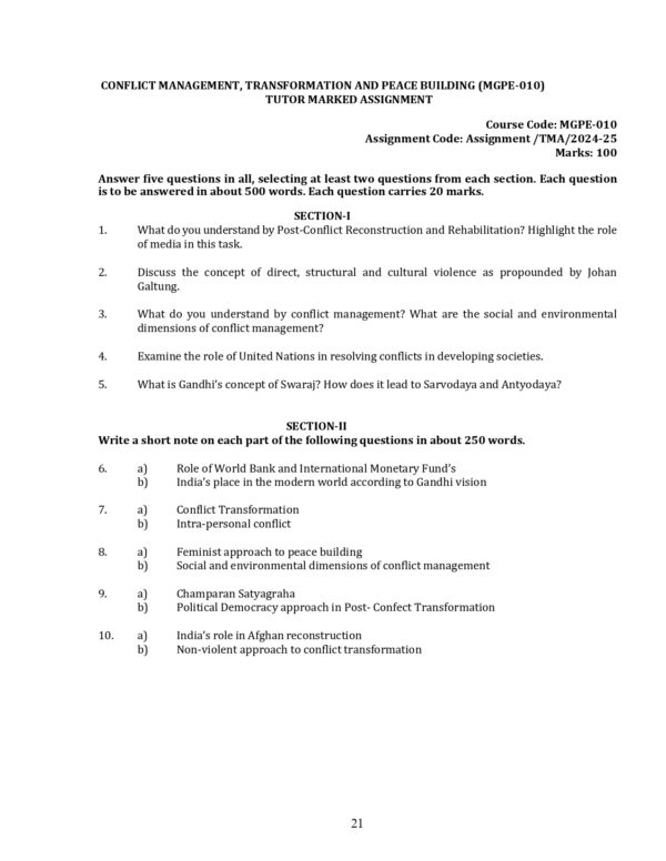 IGNOU MGPE-010 SOLVED ASSIGNMENT 2024-25 ENGLISH MEDIUM