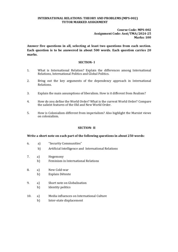 IGNOU MPS-002 SOLVED ASSIGNMENT 2024-25 ENGLISH MEDIUM