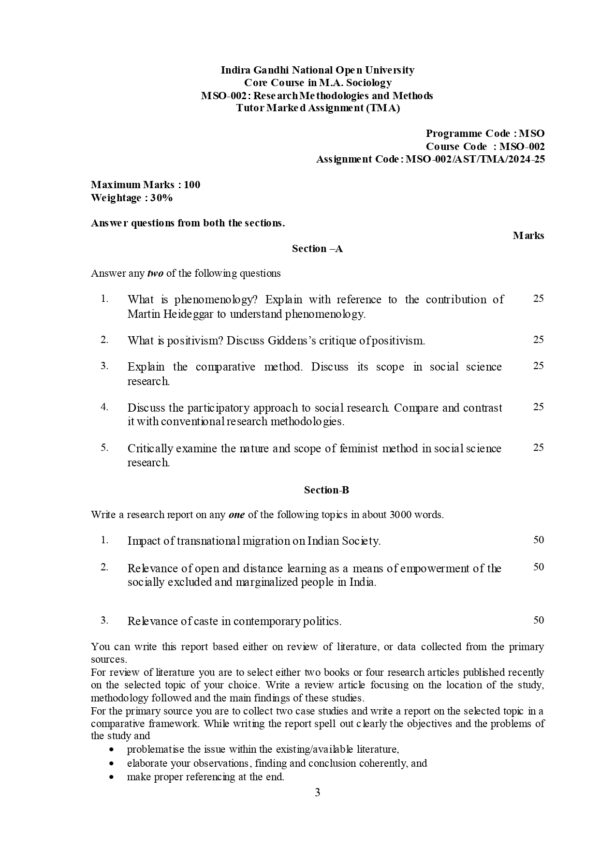 IGNOU MSO-002 SOLVED ASSIGNMENT 2024-25 ENGLISH MEDIUM