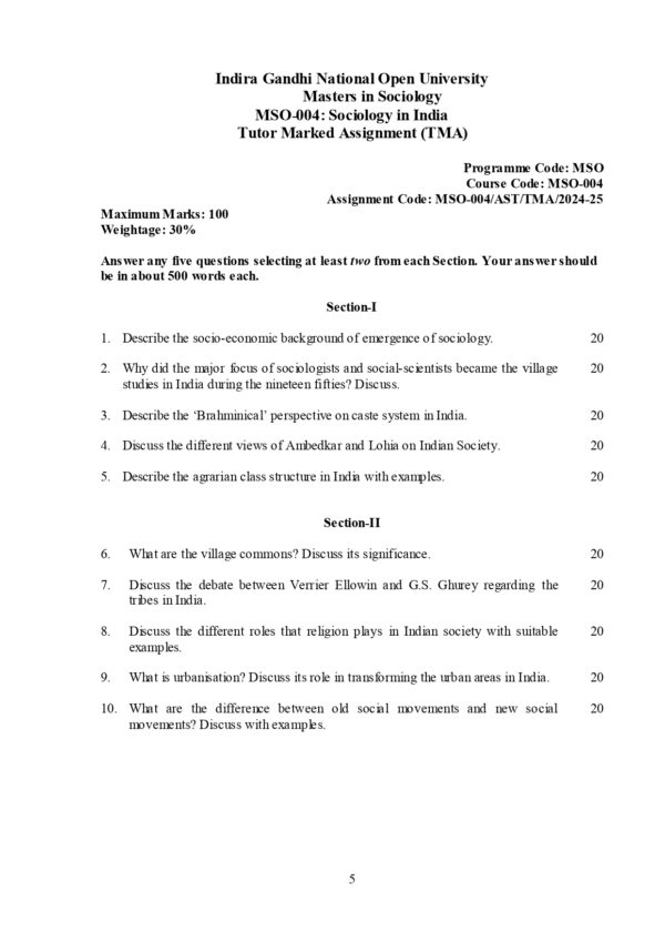 IGNOU MSO-004 SOLVED ASSIGNMENT 2024-25 ENGLISH MEDIUM
