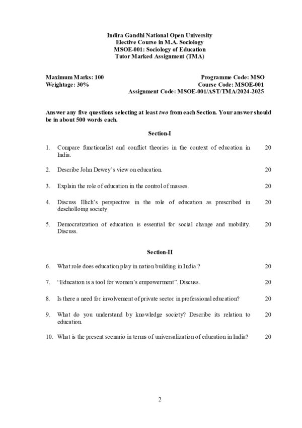 IGNOU MSOE-001 SOLVED ASSIGNMENT 2024-25 ENGLISH MEDIUM