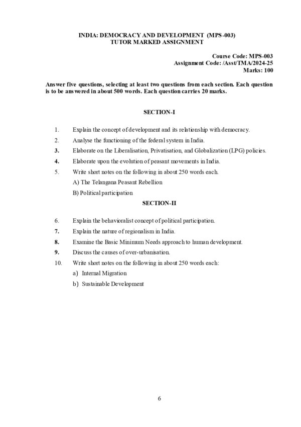 IGNOU MPS-003 SOLVED ASSIGNMENT 2024-25 ENGLISH MEDIUM